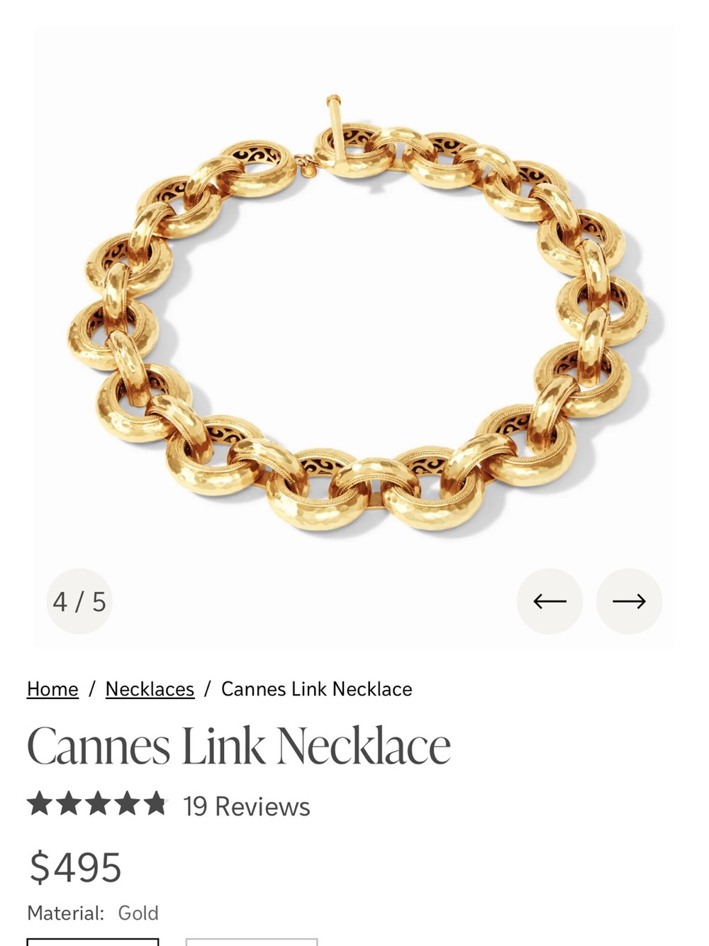 Julie Vos Cannes Polished Gold Engraved Link Necklace - Picture 8 of 9